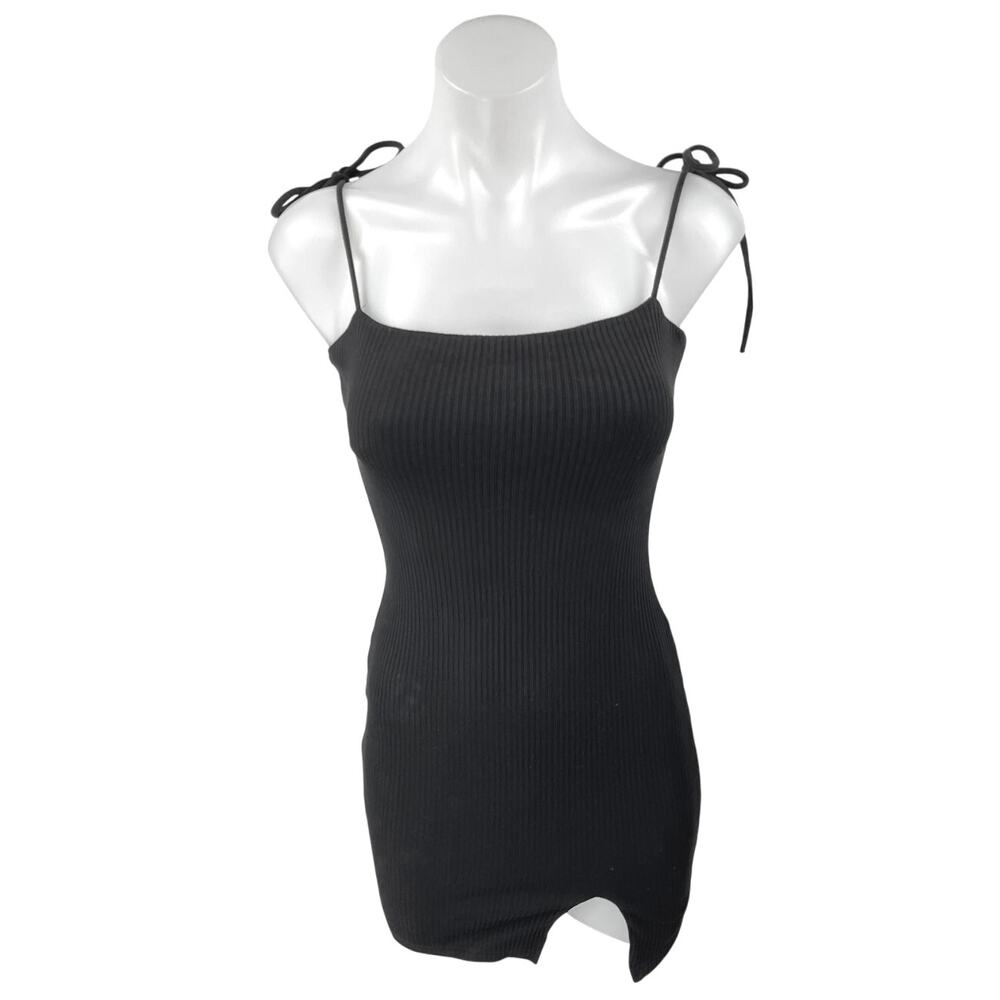 Princess Polly Black Rib Knit Sleeveless Cami Camisole Mini Sweater Tank Dress 4